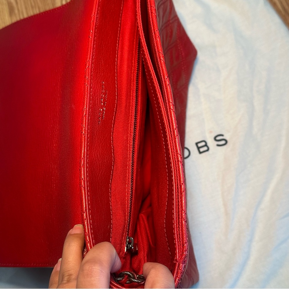 Marc Jacobs Red Quilted Leather Shoulder Bag | Vintage Style Chain Flap - Picture 6 of 9